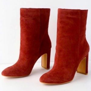 Dolce Vita Chase Cinnamon Red Suede Leather Mid-Calf Booties